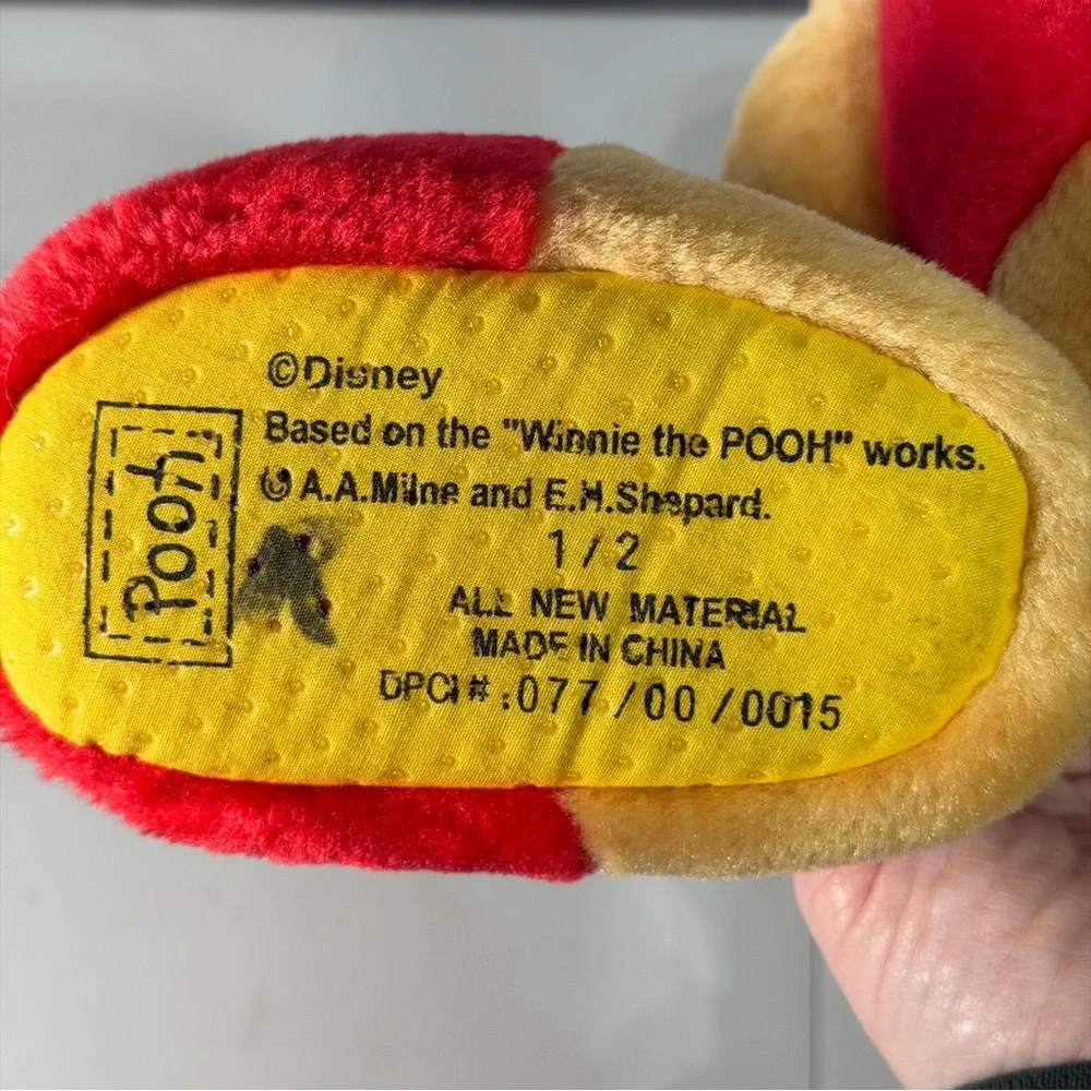 Vintage Winnie The Pooh Bear‎ Sleepy Time Bedtime Plush Slippers Baby Size 1/2